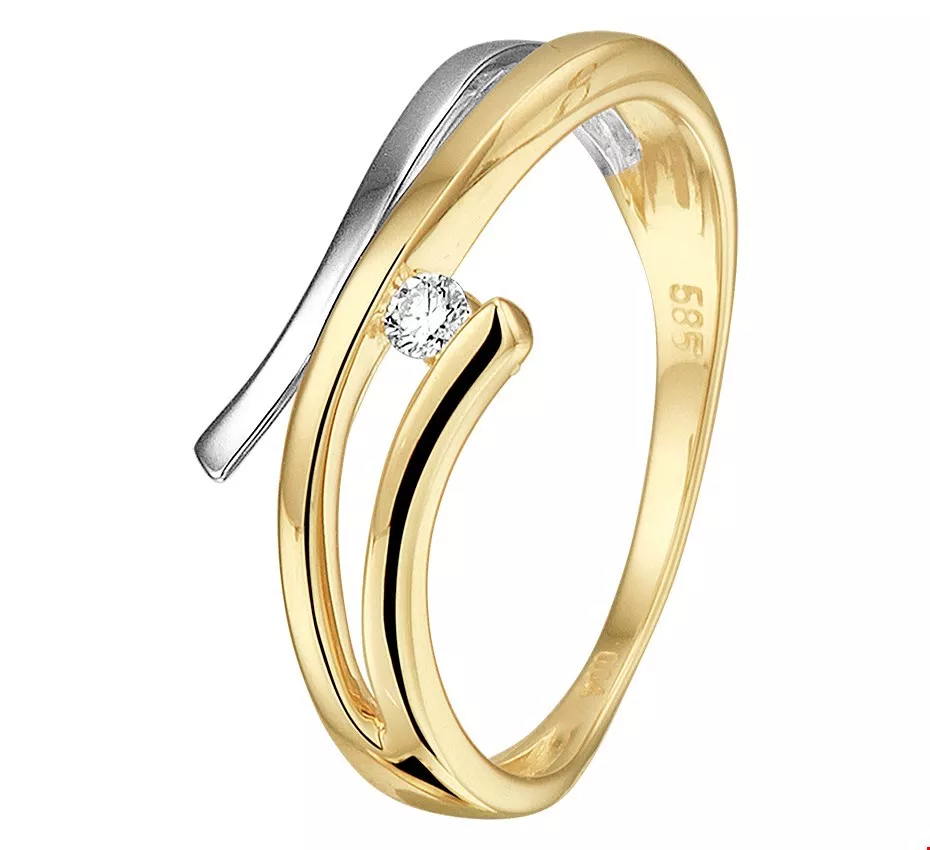 Huiscollectie Ring Diamant 0.04ct H SI Bicolor Goud