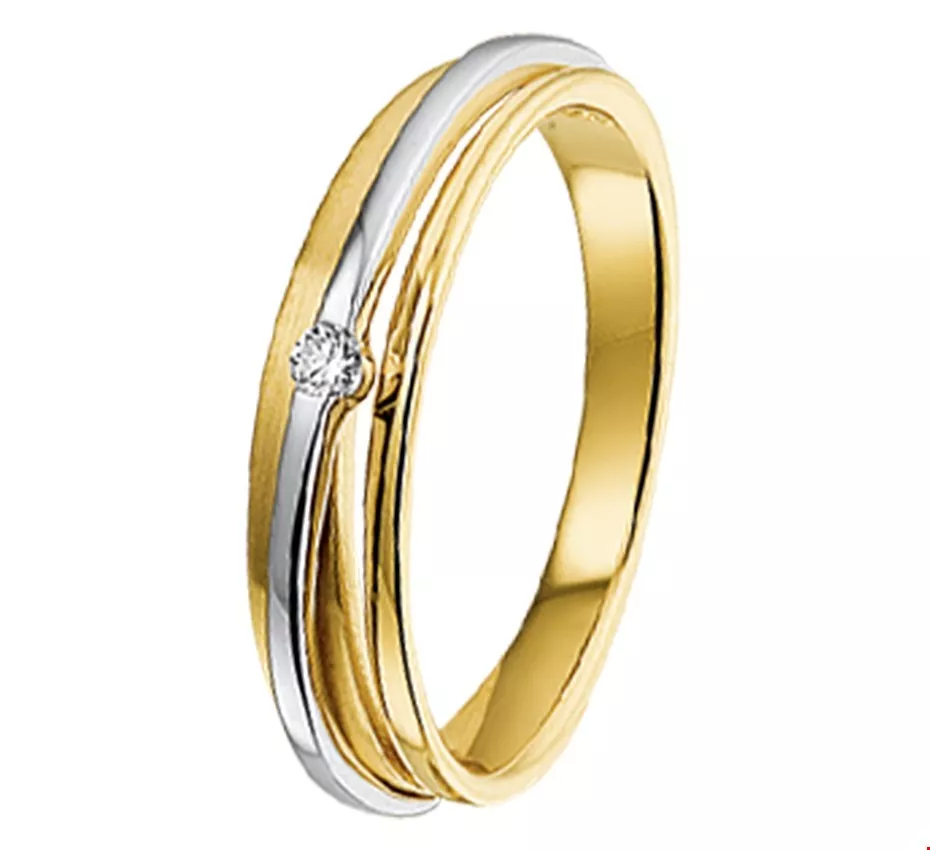 Huiscollectie Ring Diamant 0.03ct H SI Bicolor Goud