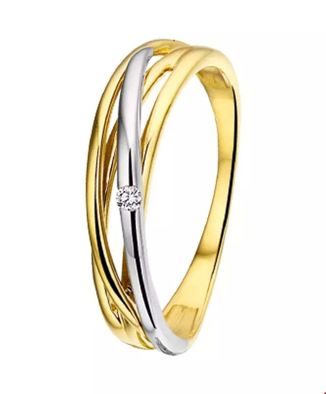 Huiscollectie Ring Diamant 0.02ct H SI Bicolor Goud