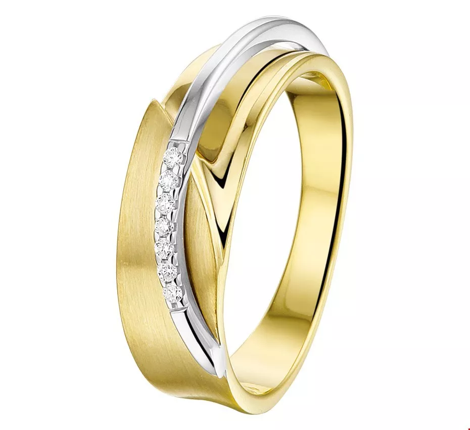 Huiscollectie Ring Diamant 0.035ct H SI Bicolor Goud