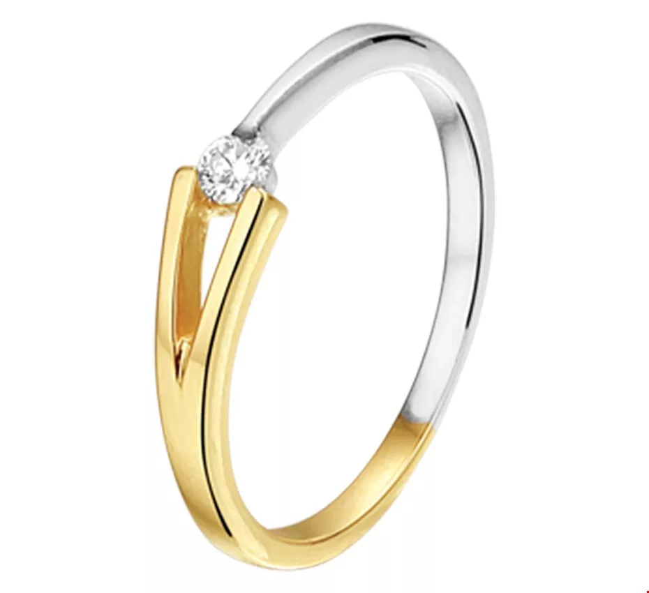 Huiscollectie Ring Diamant 0.07ct H P1 Bicolor Goud