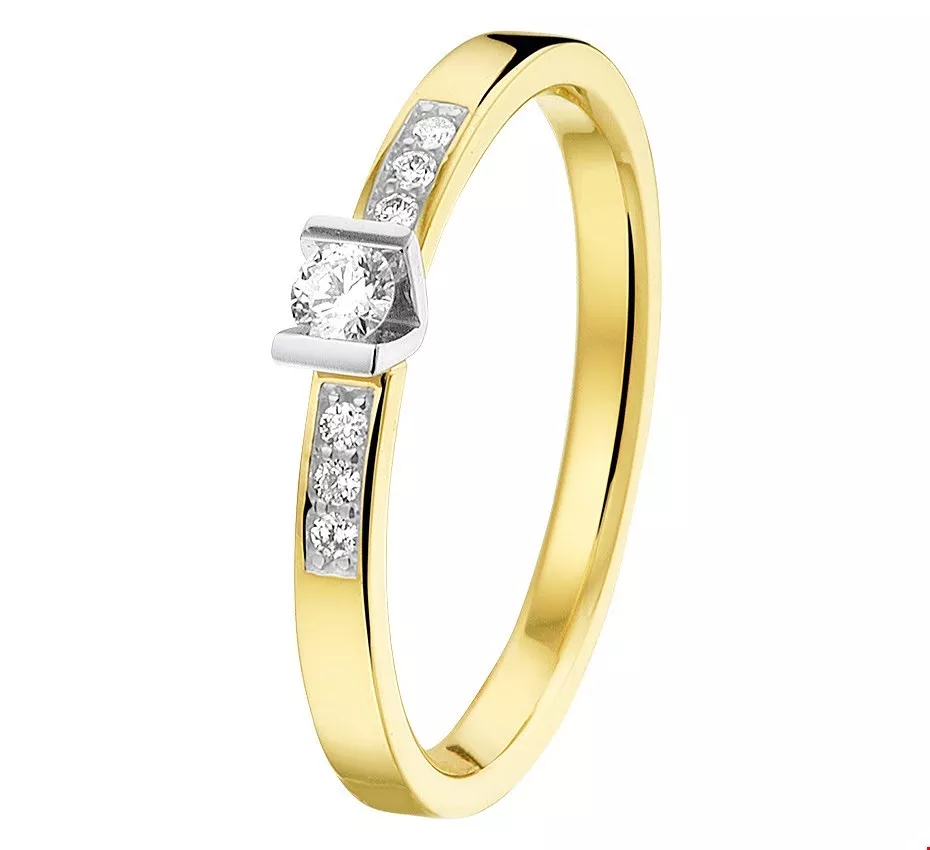 Huiscollectie Ring Diamant 0.12ct H SI Bicolor Goud