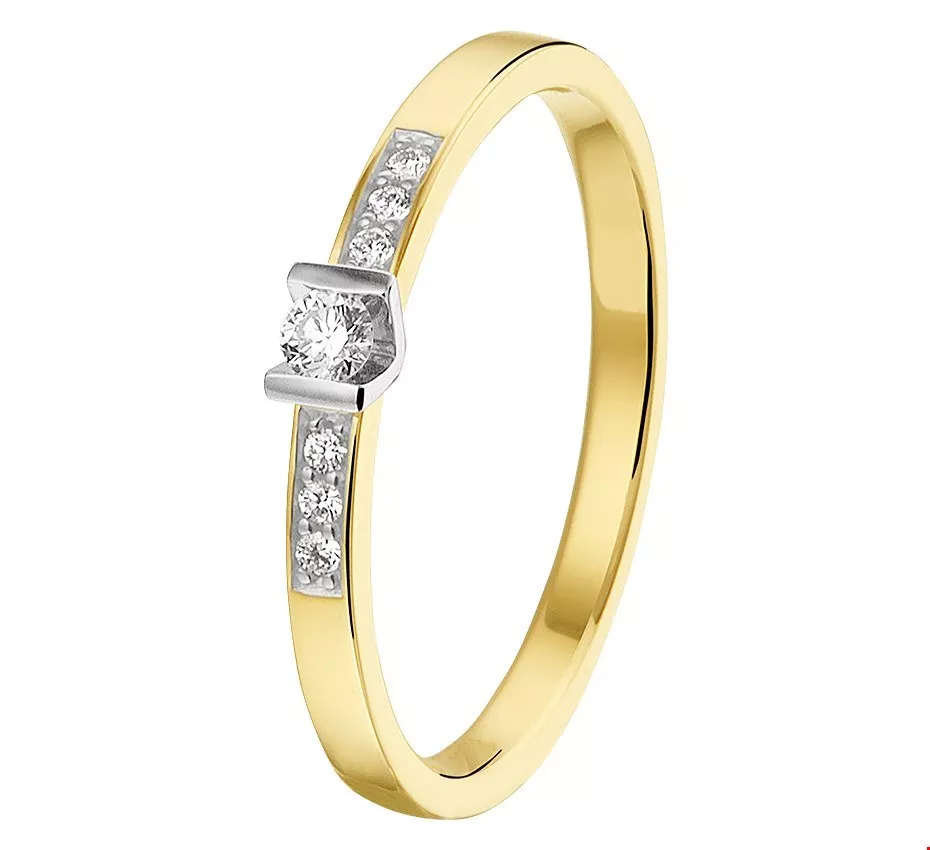 Huiscollectie Ring Diamant 0.085ct H SI Bicolor Goud