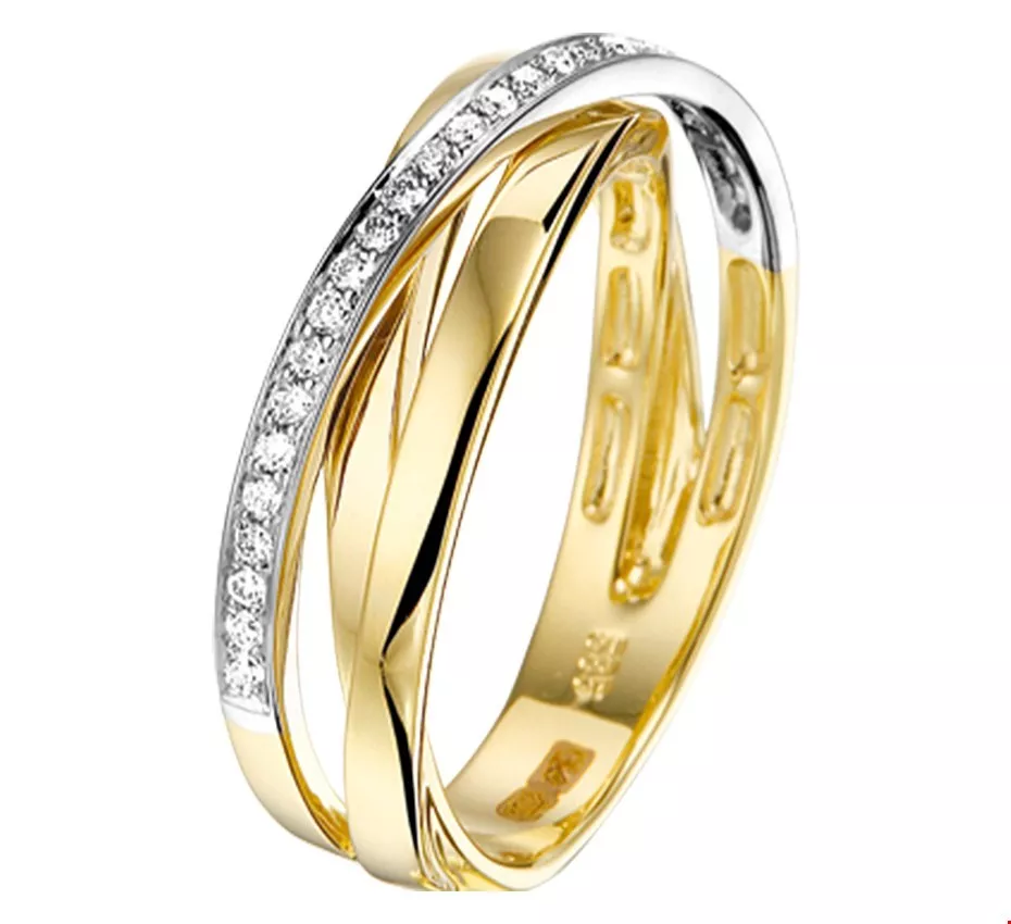 Huiscollectie Ring Diamant 0.16ct H SI Bicolor Goud