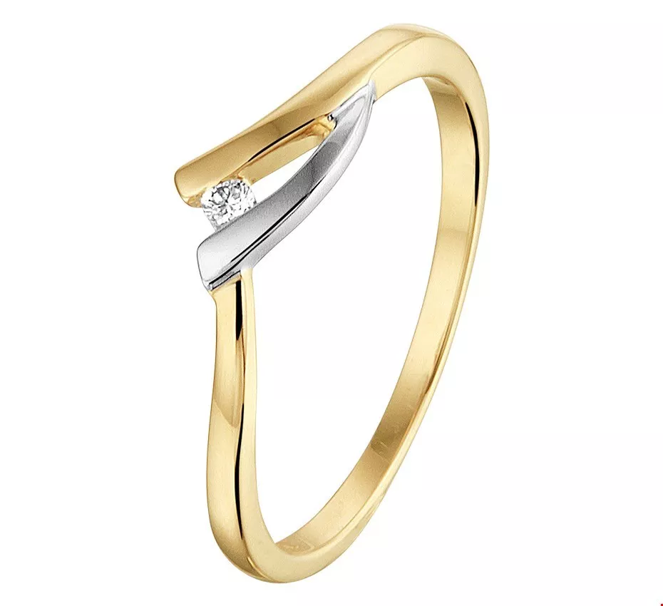 Huiscollectie Ring Diamant 0.022 Ct. Bicolor Goud