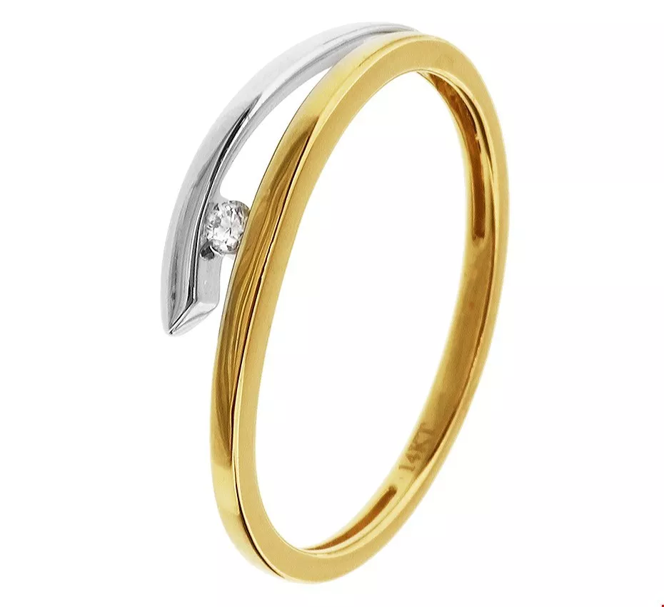 Huiscollectie Ring Diamant 0.03 Ct. Bicolor Goud