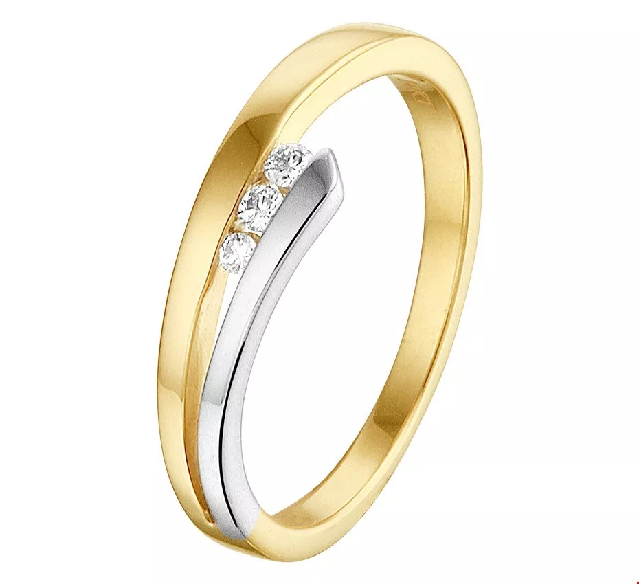 Huiscollectie Ring Diamant 0.057 Ct. Bicolor Goud