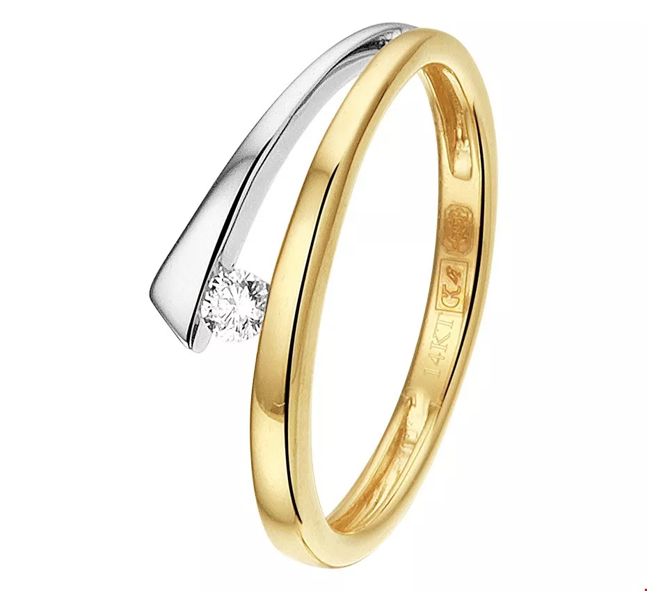 Huiscollectie Ring Diamant 0.052 Ct. Bicolor Goud