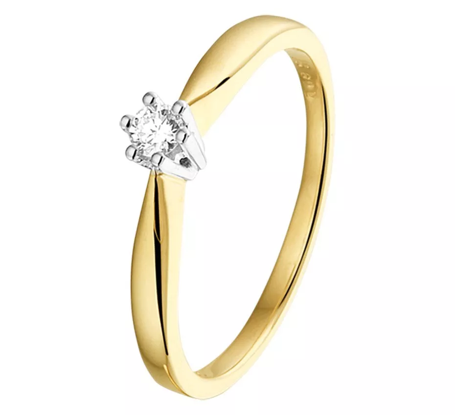 Huiscollectie Ring Diamant 0.08ct H SI Bicolor Goud