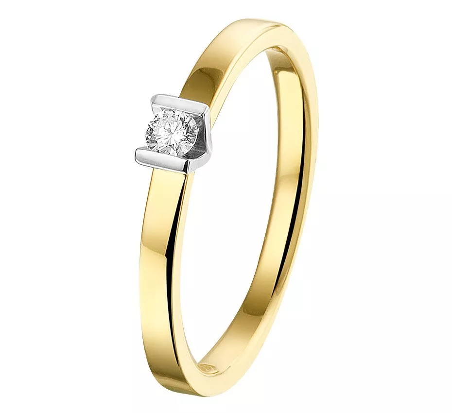 Huiscollectie Ring Diamant 0.075ct H SI Bicolor Goud