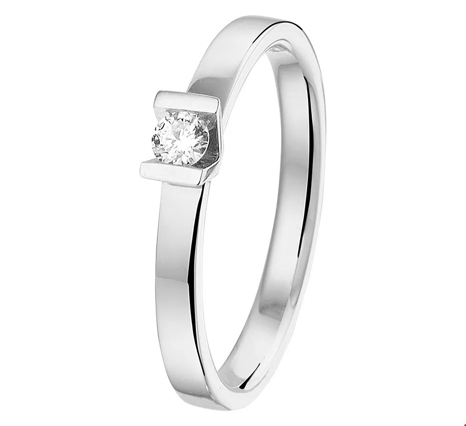 Huiscollectie Ring Diamant 0.10ct H SI Witgoud Palladium