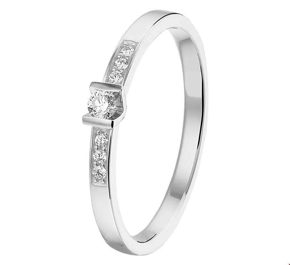 Huiscollectie Ring Diamant 0.085ct H SI Witgoud Palladium