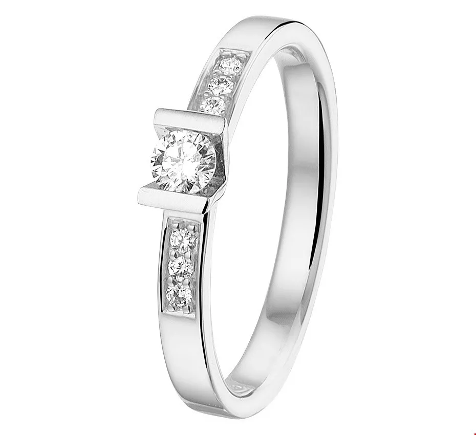 Huiscollectie Ring Diamant 0.20ct H SI Witgoud Palladium