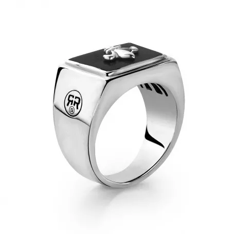 Rebel and Rose RR-RG007-S Ring Square Scout Onyx zilver-zwart