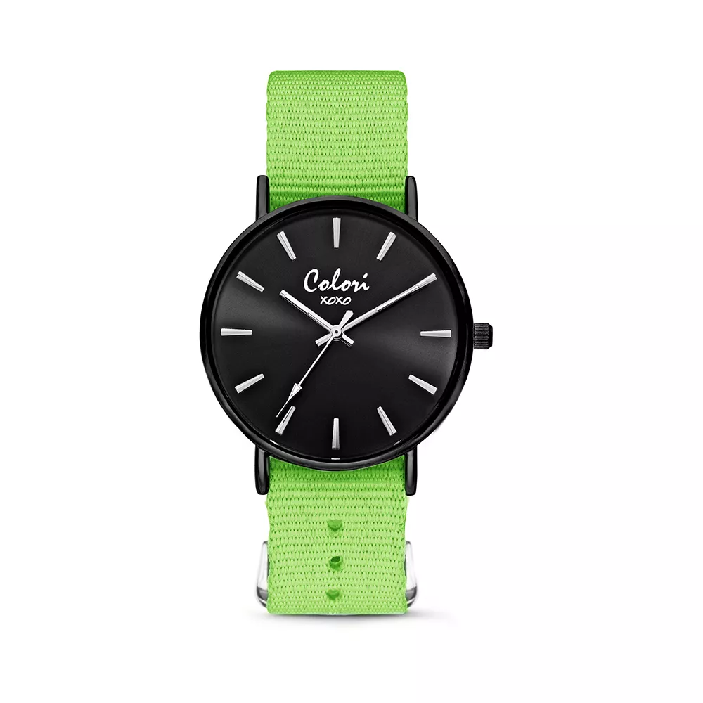 Colori XOXO 5 COL550 Horloge geschenkset met Armband - Nato Band -  36 mm - Groen / Zwart