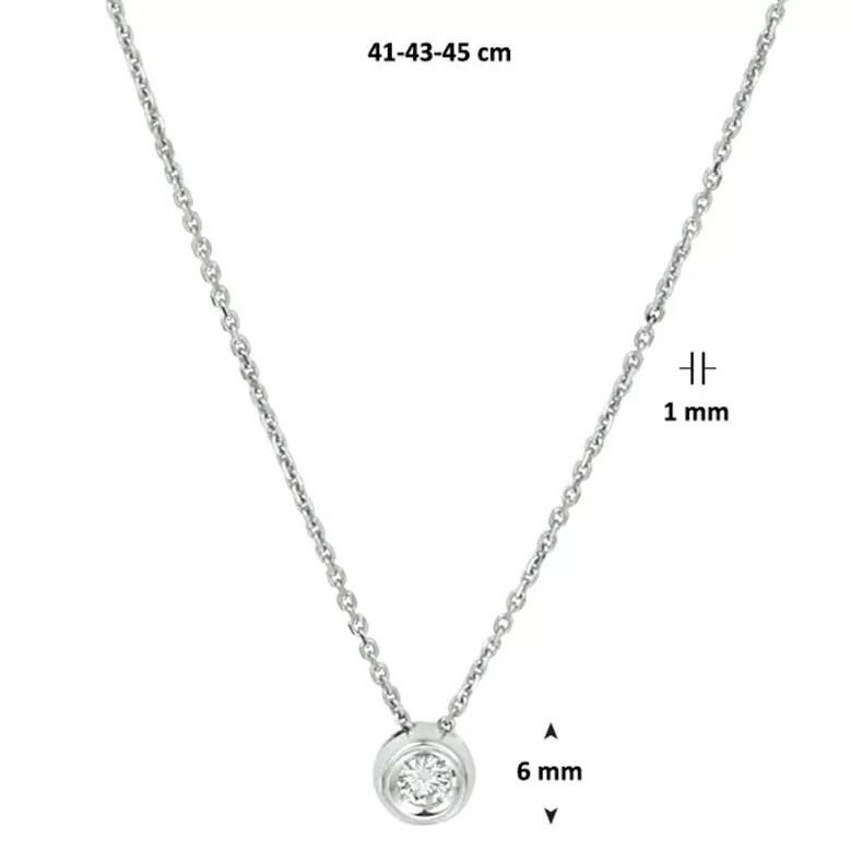 Ketting Fantasie witgoud-diamant 0.10ct (H SI) 1,0 mm 41-45 cm