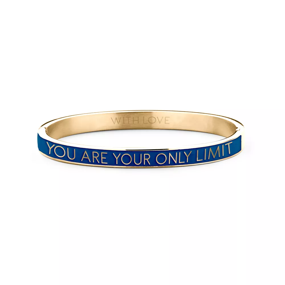 Key Moments 8KM BC0013 Stalen Bangle met Tekst You Are Your Only Limit One-size Goudkleurig / Donkerblauw