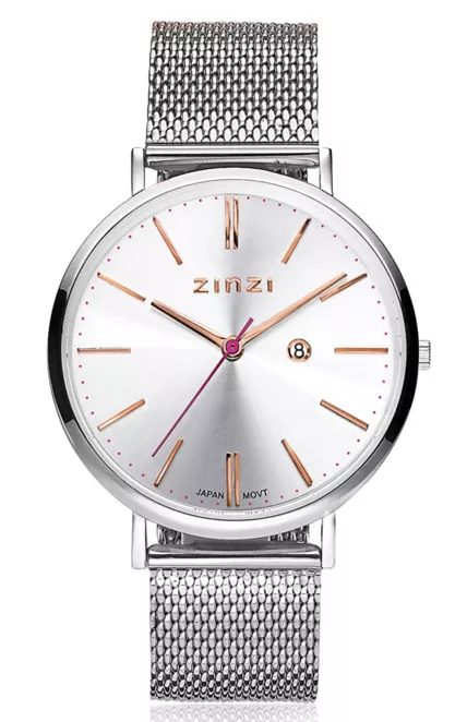 Zinzi Horloge Retro zilver  + Gratis armband ZIW412M