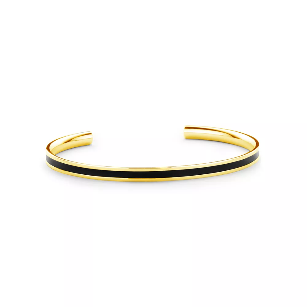 CO88 Collection Majestic 8CB 90196 Stalen Open Bangle met Emaille - One-size (62x50x2 mm) - Goudkleurig / Zwart