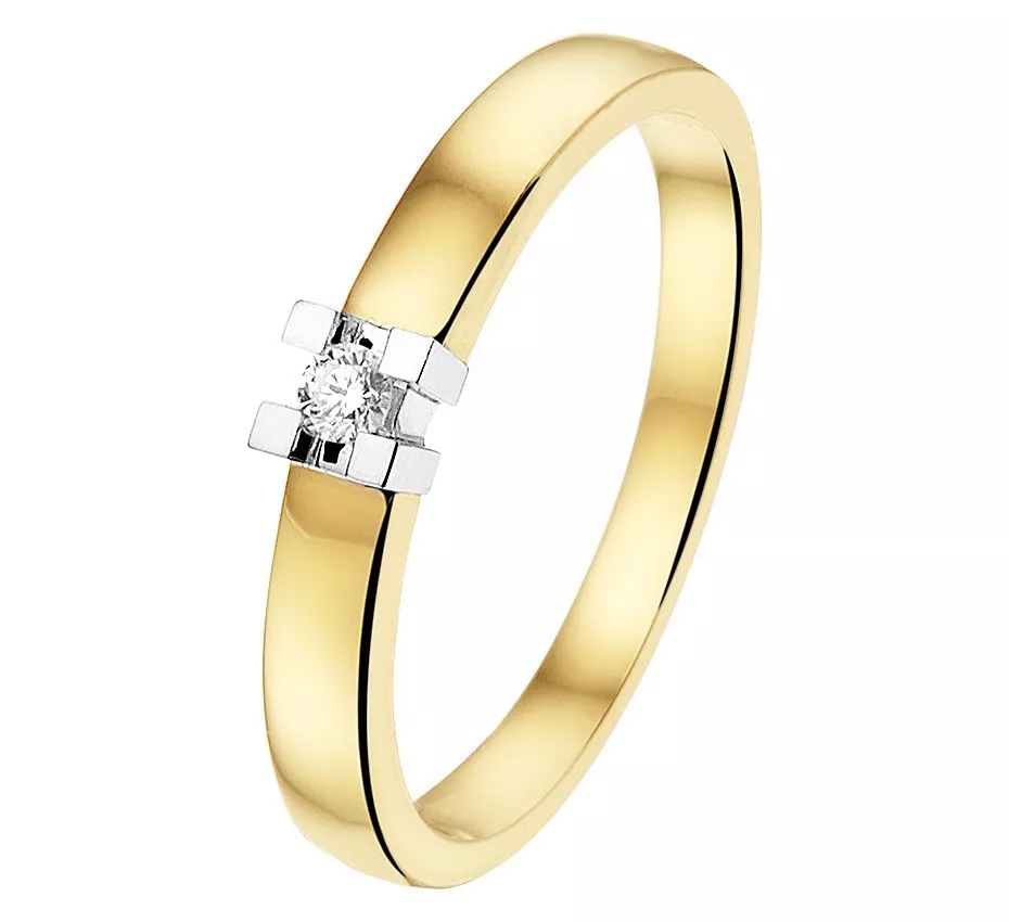 Huiscollectie Ring Diamant 0.05ct H SI Bicolor Goud