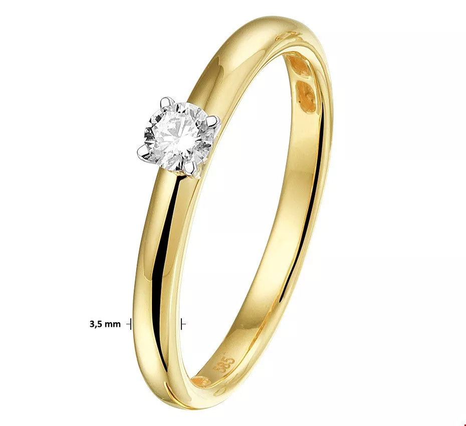 Huiscollectie Ring Diamant 0.15ct H SI Bicolor Goud