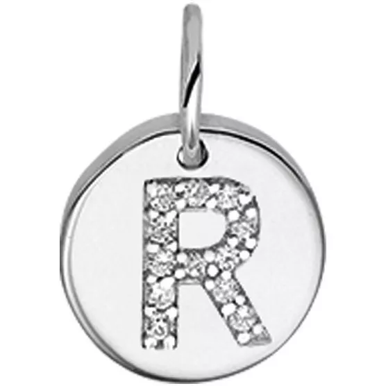 Huiscollectie Zilveren Bedel Letter R met zirkonia