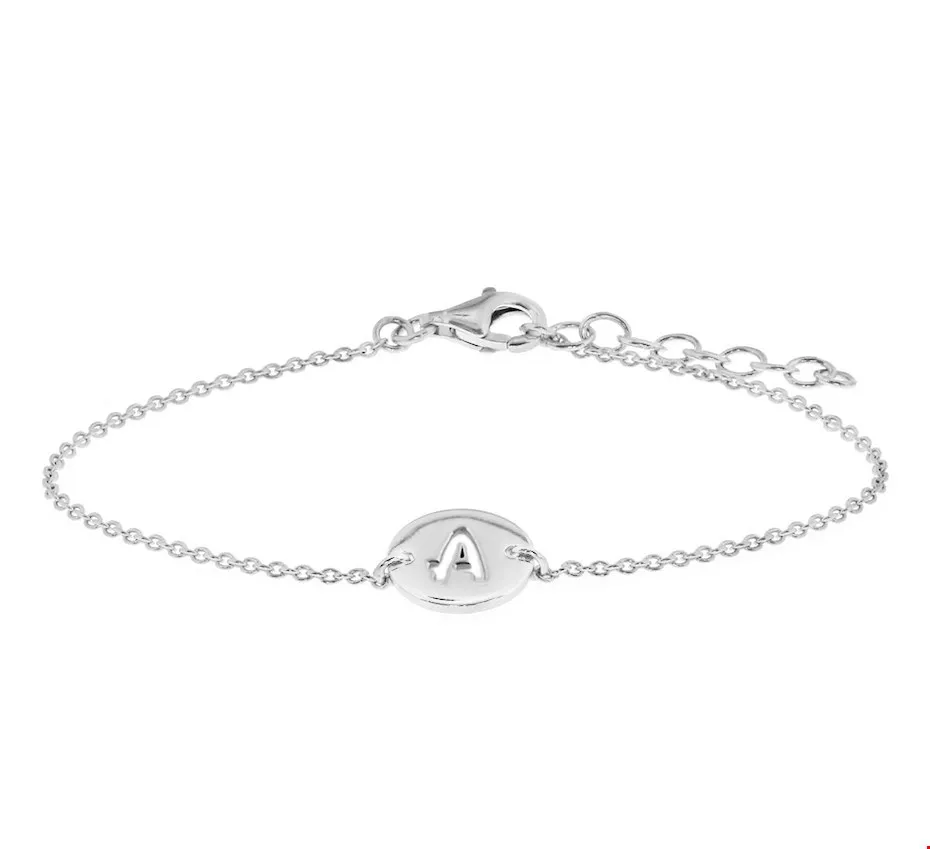 Huiscollectie Armband Zilver Letter A 1,3 mm 15,5 + 2,5 cm