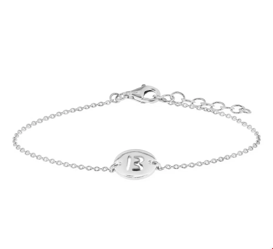 Huiscollectie Armband Zilver Letter B 1,3 mm 15,5 + 2,5 cm