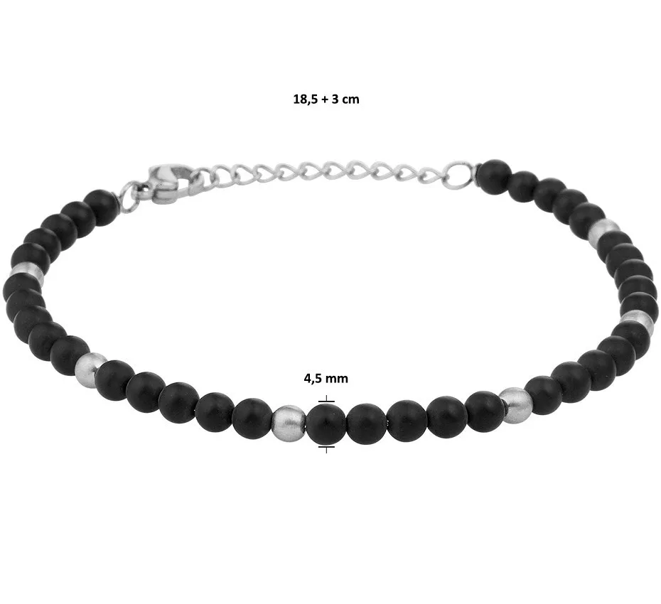 Huiscollectie Armband Staal Onyx 4,5 mm 18,5 + 3 cm