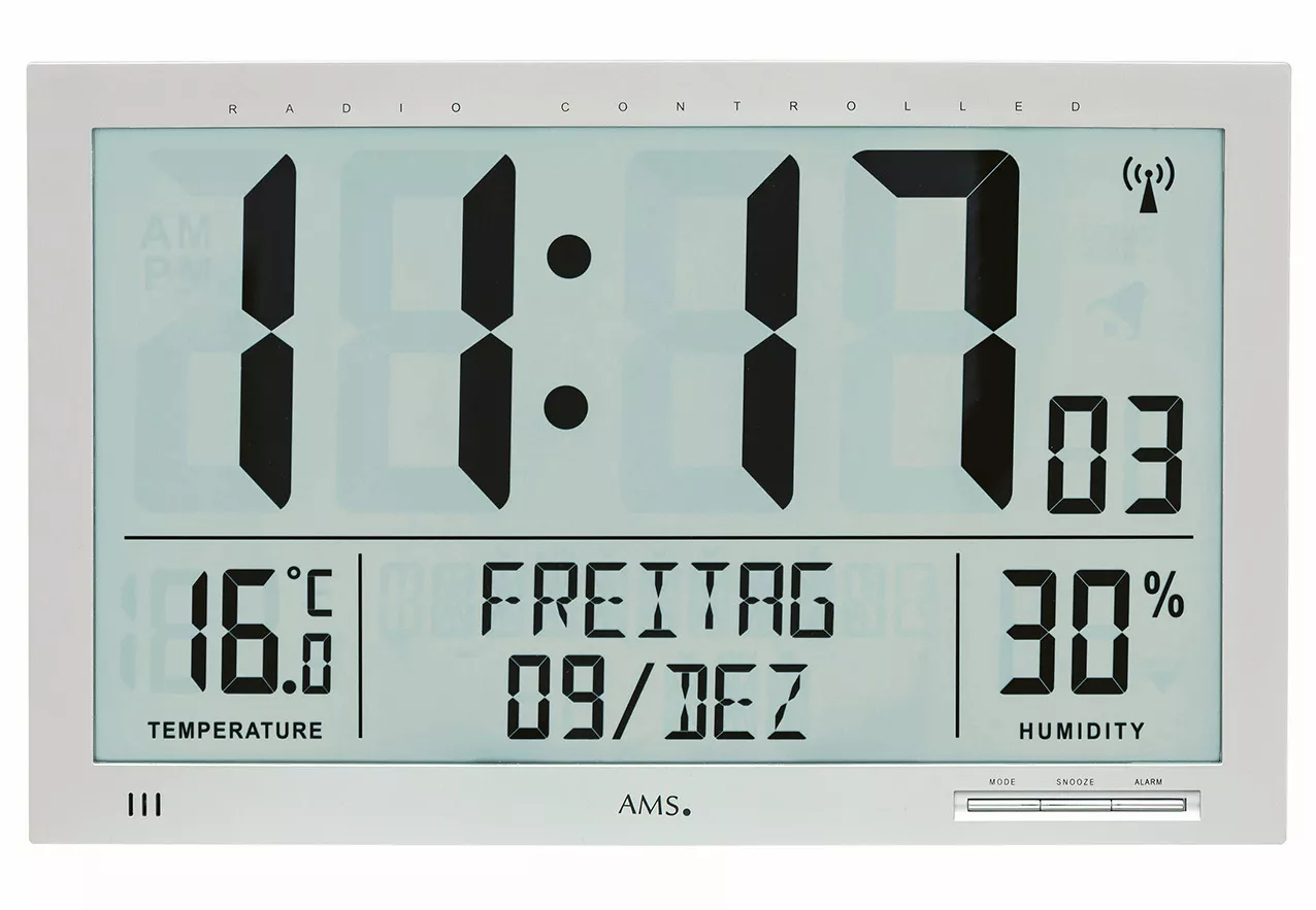 AMS 5888 Wandklok Zendergestuurd, Hygrometer en Thermometer