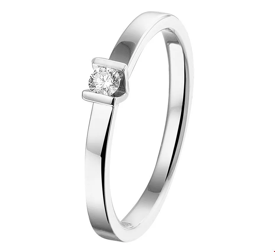 Huiscollectie Ring Diamant 0.075ct H SI Witgoud Palladium