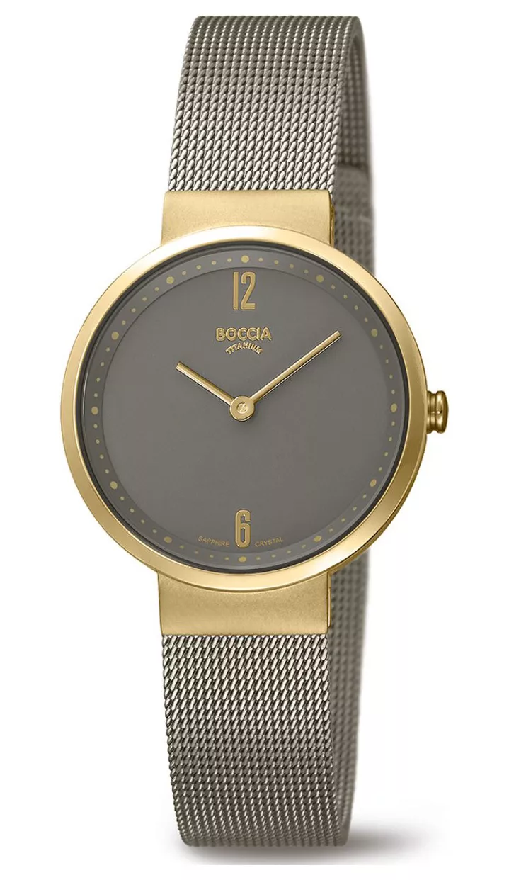 Boccia 3283-02 Horloge titanium grijs-goudkleurig 30 mm