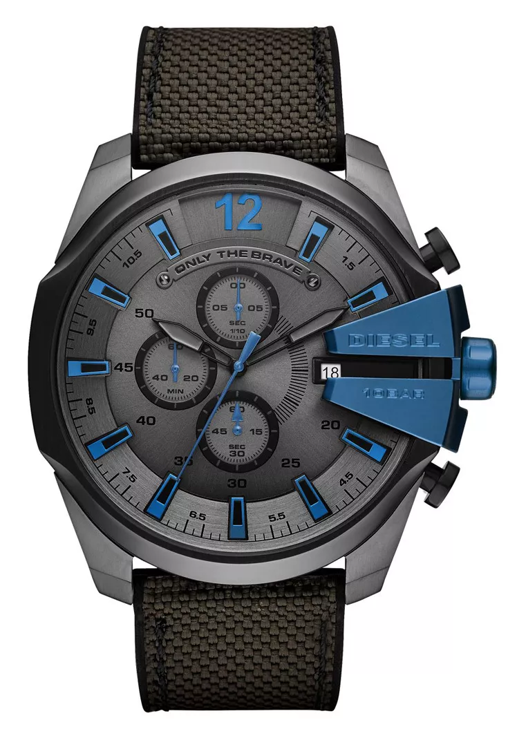 Diesel DZ4500 Horloge Mega Chief zwart/blauw 52 mm