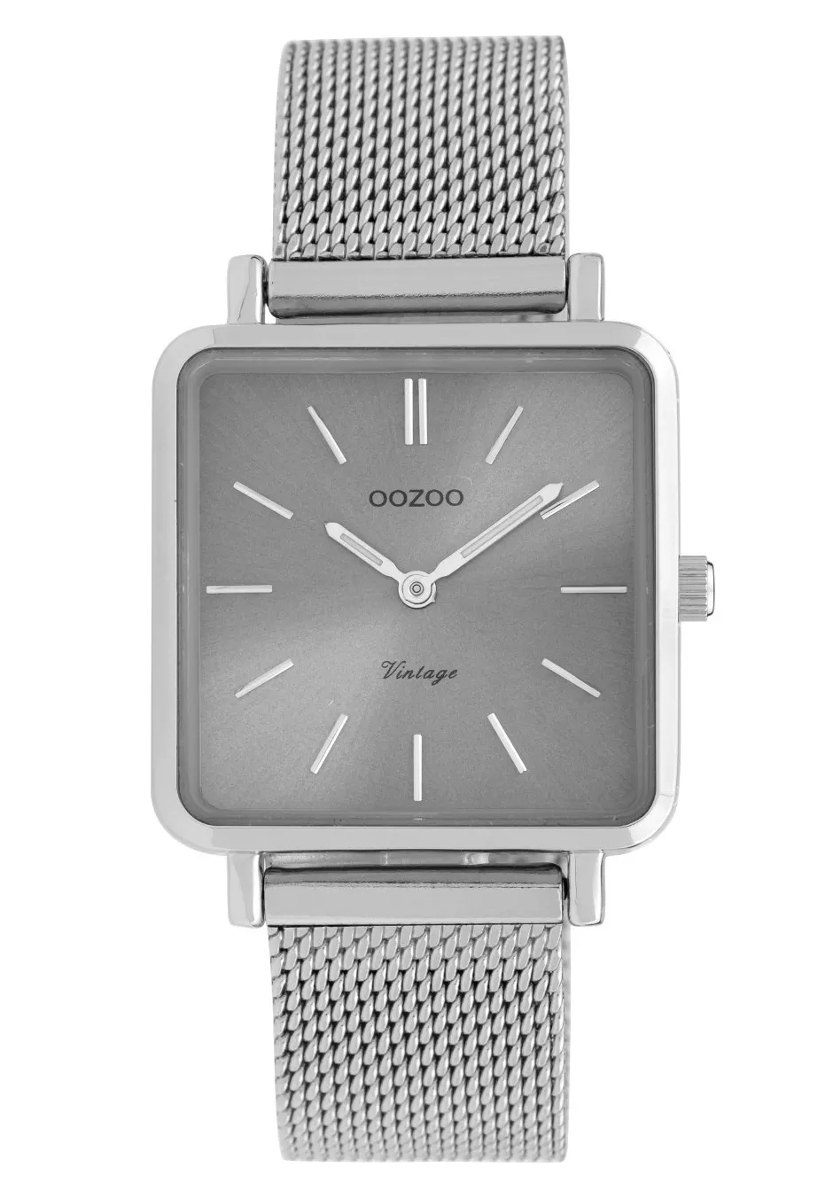 OOZOO C9842 Horloge staal/mesh zilverkleurig-grijs 29 x 29 mm