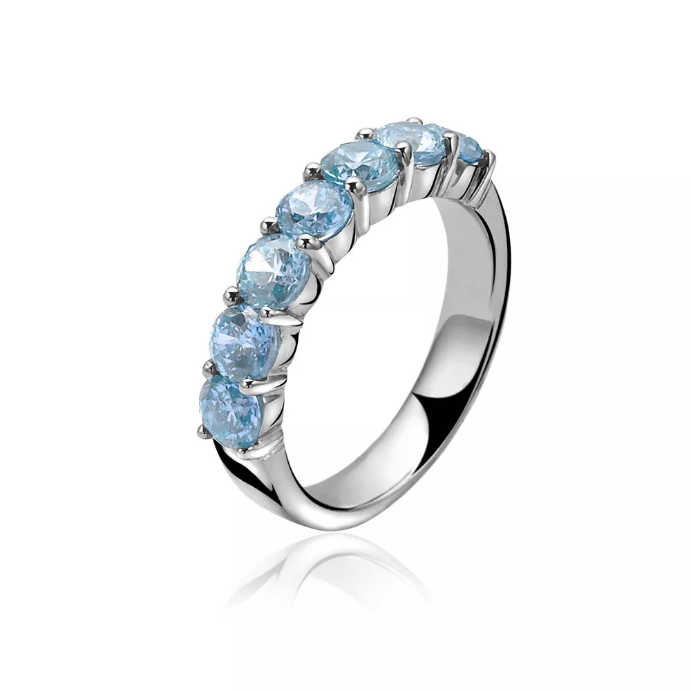Zinzi ring zilver met blauwe zirconia Maat 54 ZIR1000B