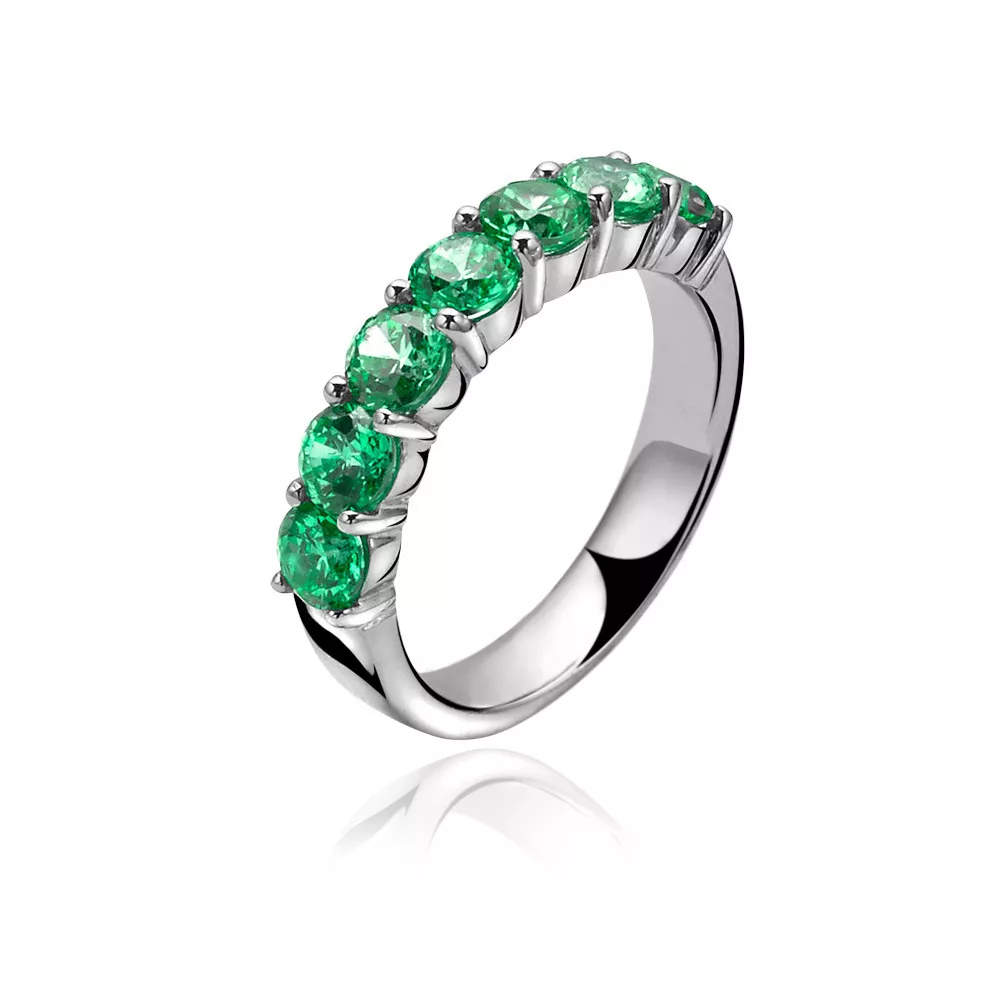 Zinzi ring zilver met groene zirconia Maat 52 ZIR1000G