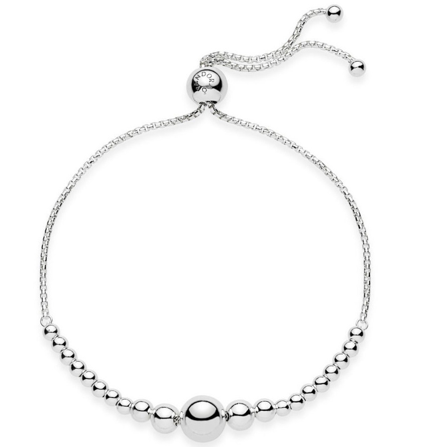 Voorzitter universiteitsstudent limoen Pandora 597749 Armband zilver String of Beads Sliding