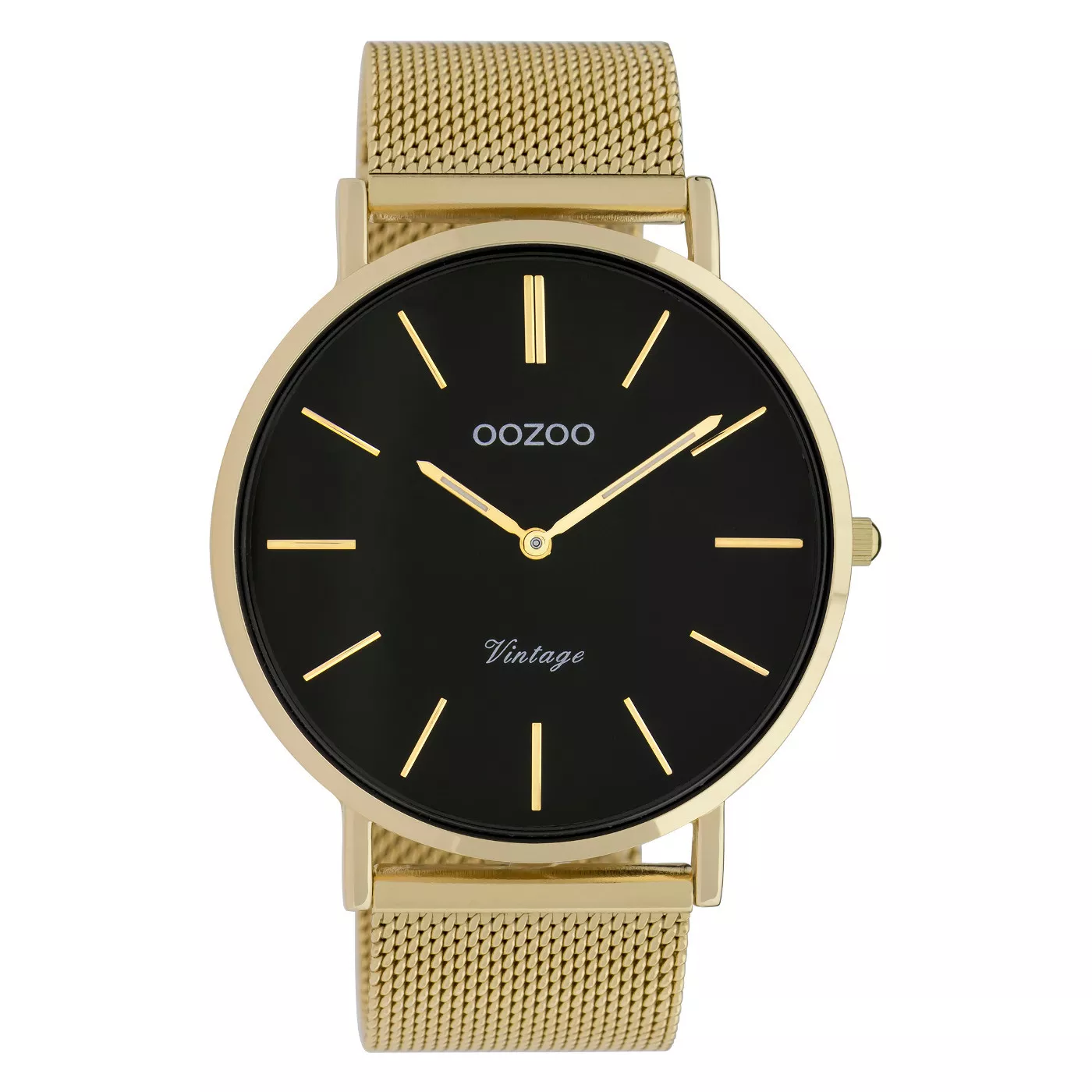 OOZOO C9912 Horloge staal/mesh goudkleurig-zwart 44 mm