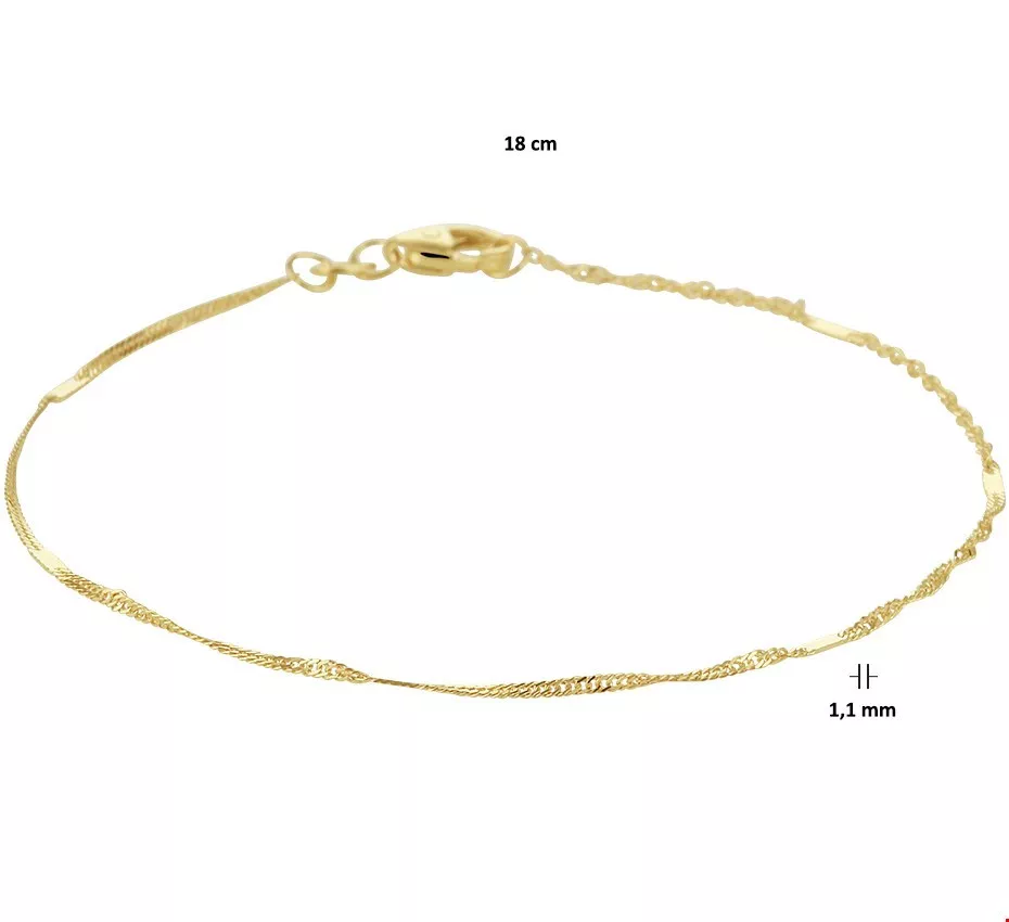 Huiscollectie Armband Goud Singapore 1,1 mm 18 cm