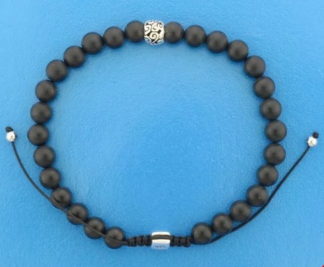 Huiscollectie Armband Zilver Onyx 6,5 mm 19 - 26 cm