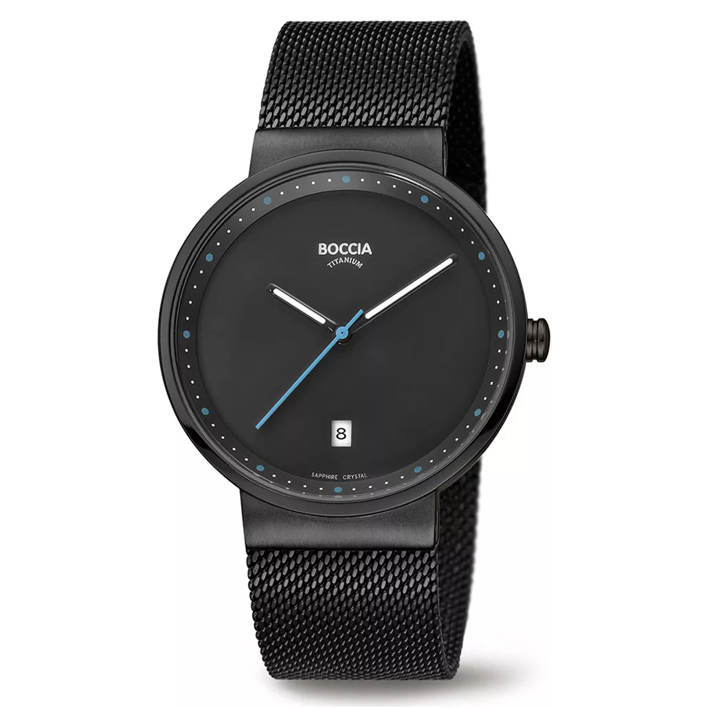 Boccia 3615-02 Horloge titanium/staal zwart 36 mm