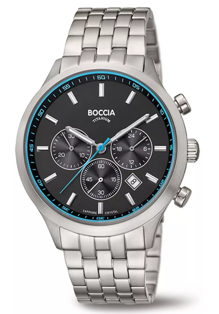 Boccia 3750-04 Horloge chronograaf titanium zilverkleurig 