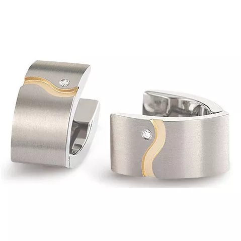 Boccia 05031-04 Oorringen titanium met briljant 0,01 crt zilver- en goudkleurig 8 x 15 mm