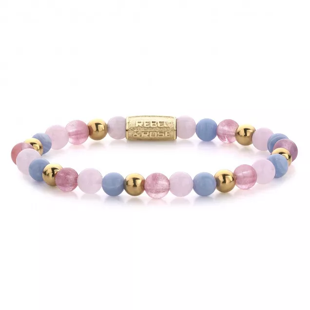 Rebel and Rose RR-60055-G Rekarmband Beads Pink Summer Vibes paars-roze-goudkleurig 6 mm