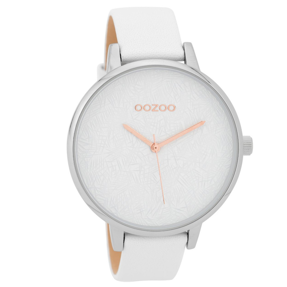 mogelijkheid teksten voordat OOZOO C9590 Horloge Timepieces Collection staal/leder wit