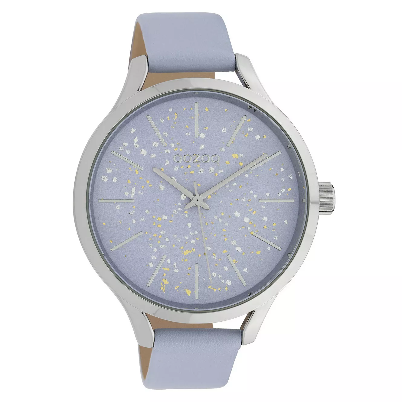 OOZOO C10089 Horloge Timepieces staal-leder zilverkleurig-pastel-lila 44 mm