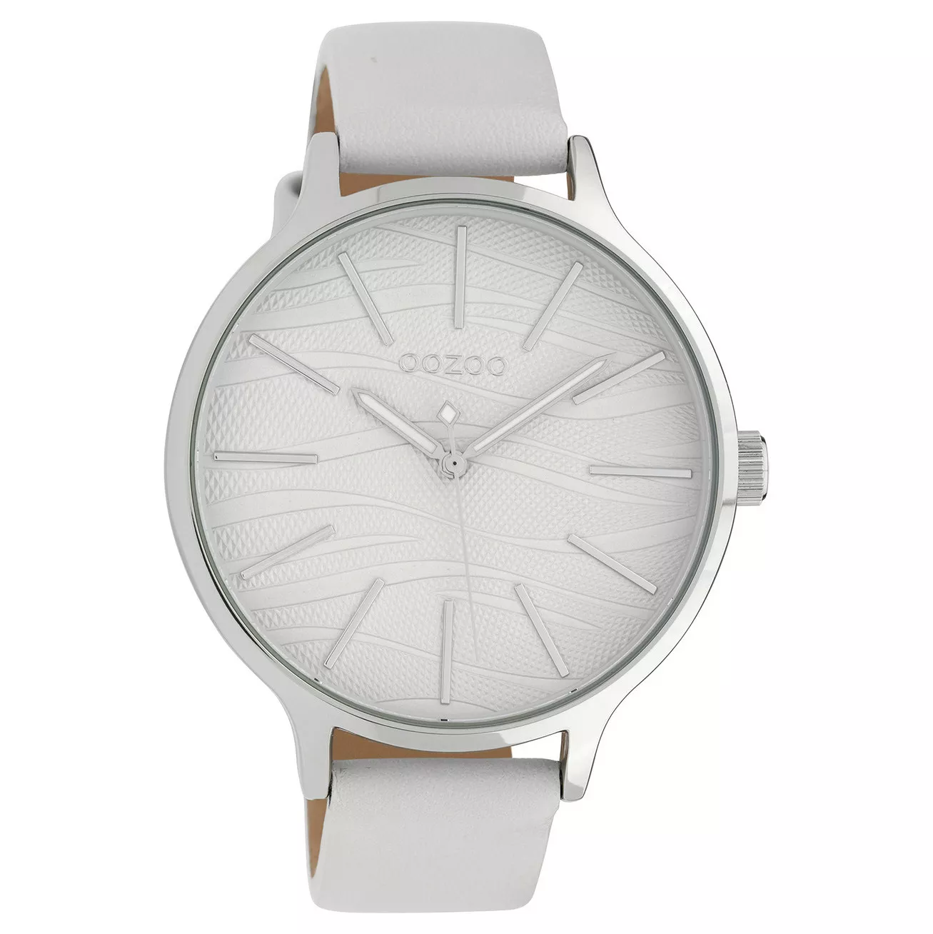 OOZOO C10120 Horloge Timepieces Collection staal/leder zilverkleurig-wit 45 mm