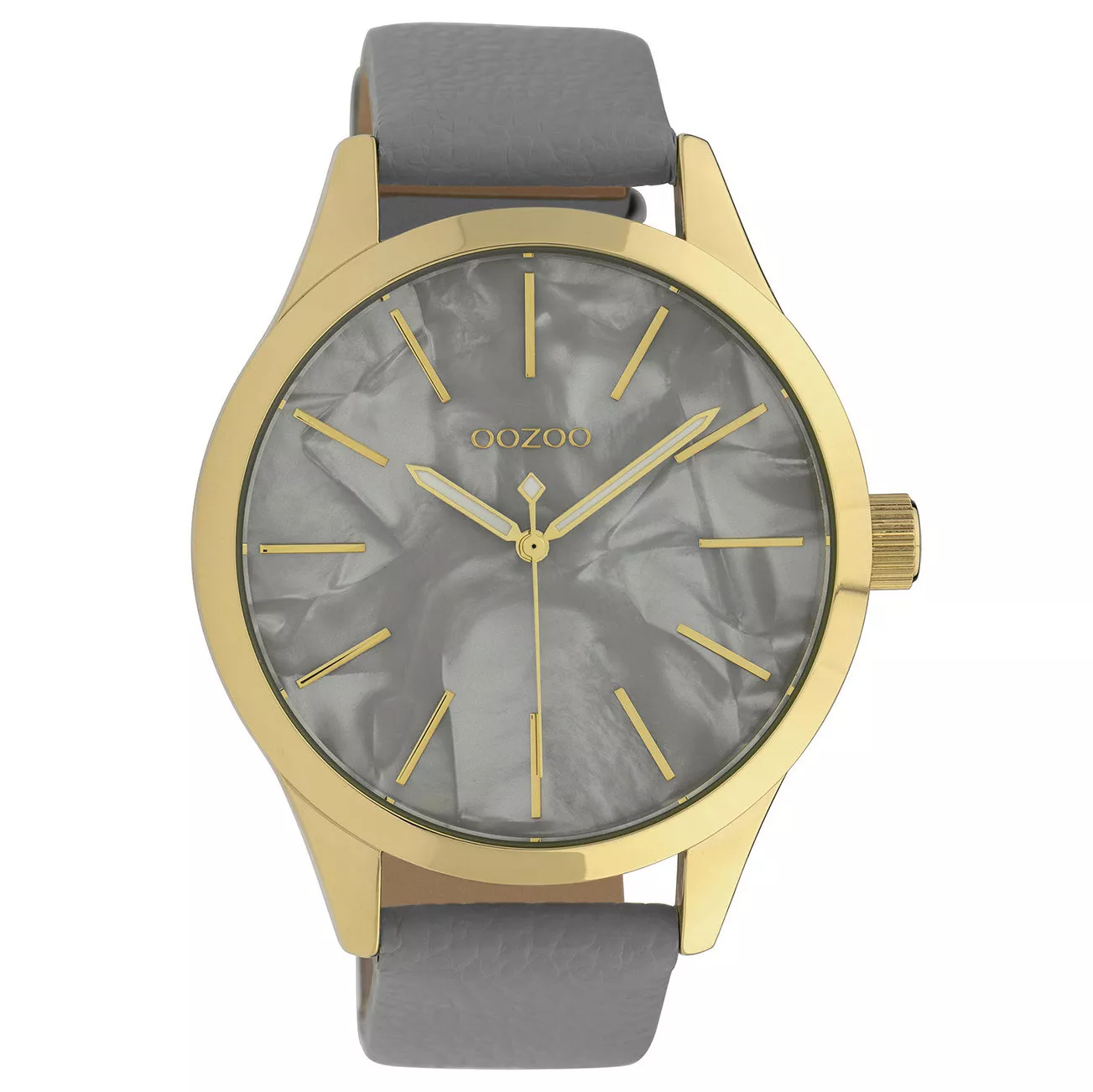 OOZOO C10071 Horloge Timepieces staal-leder goudkleurig-grijs 45 mm