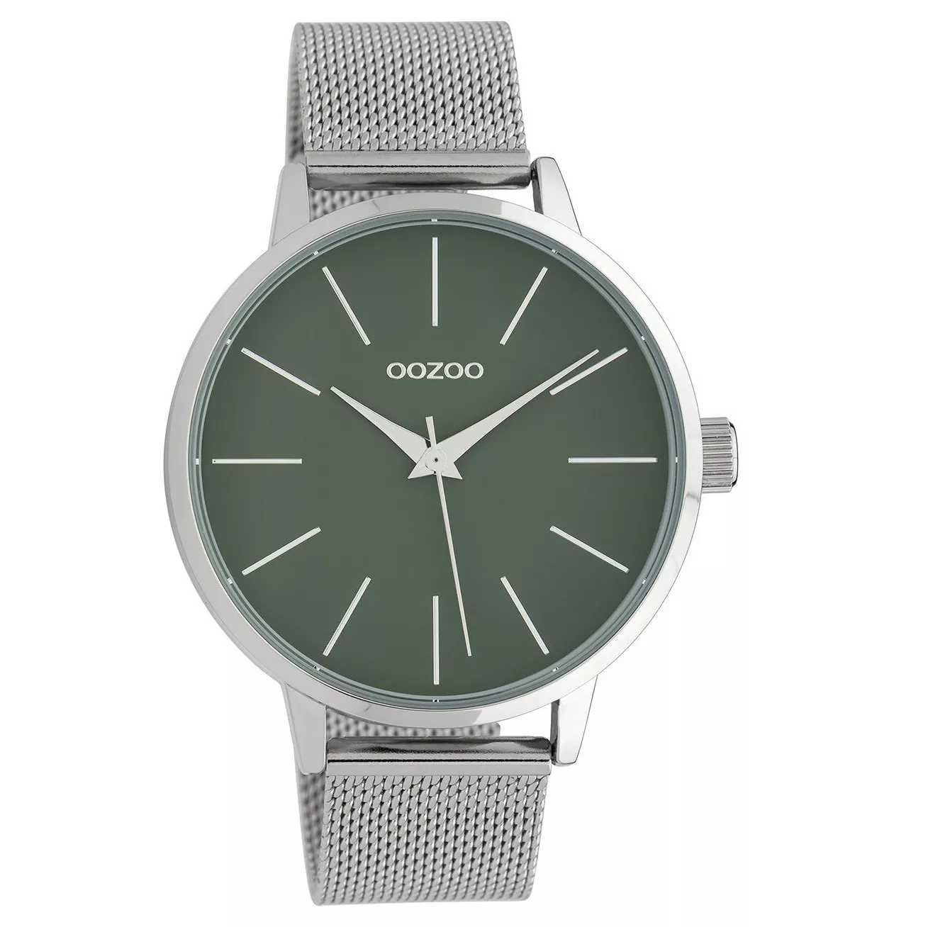 OOZOO C10006 Horloge Timepieces staal zilverkleurig-groen 42 mm