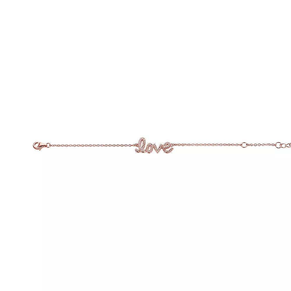 New Bling 9NB-0223 Armband Love zilver/zirkonia rosekleurig 17-20 cm